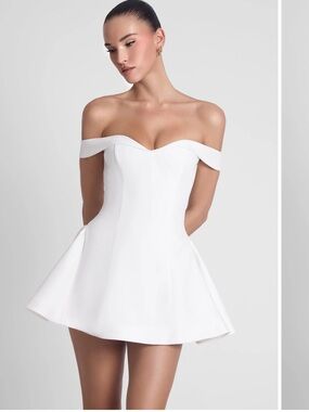 LEAU Raquel Babydoll Corset Mini Dress White